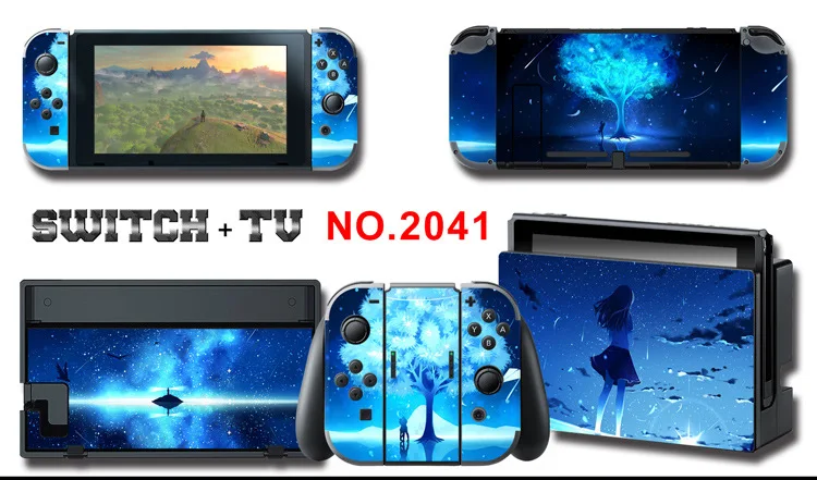 1set New Cute Anime Full Body Sticker for NS Switch Protective Cover Skin Colorful Art for Game Console Joy-Con Controller Decor