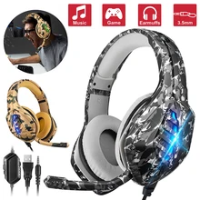 Pohiks 1pc Camouflage Professional LED Light 3 5mm Wired Gaming Headset Adjustable Deep Bass Headphone For PS4 Xbox One PC