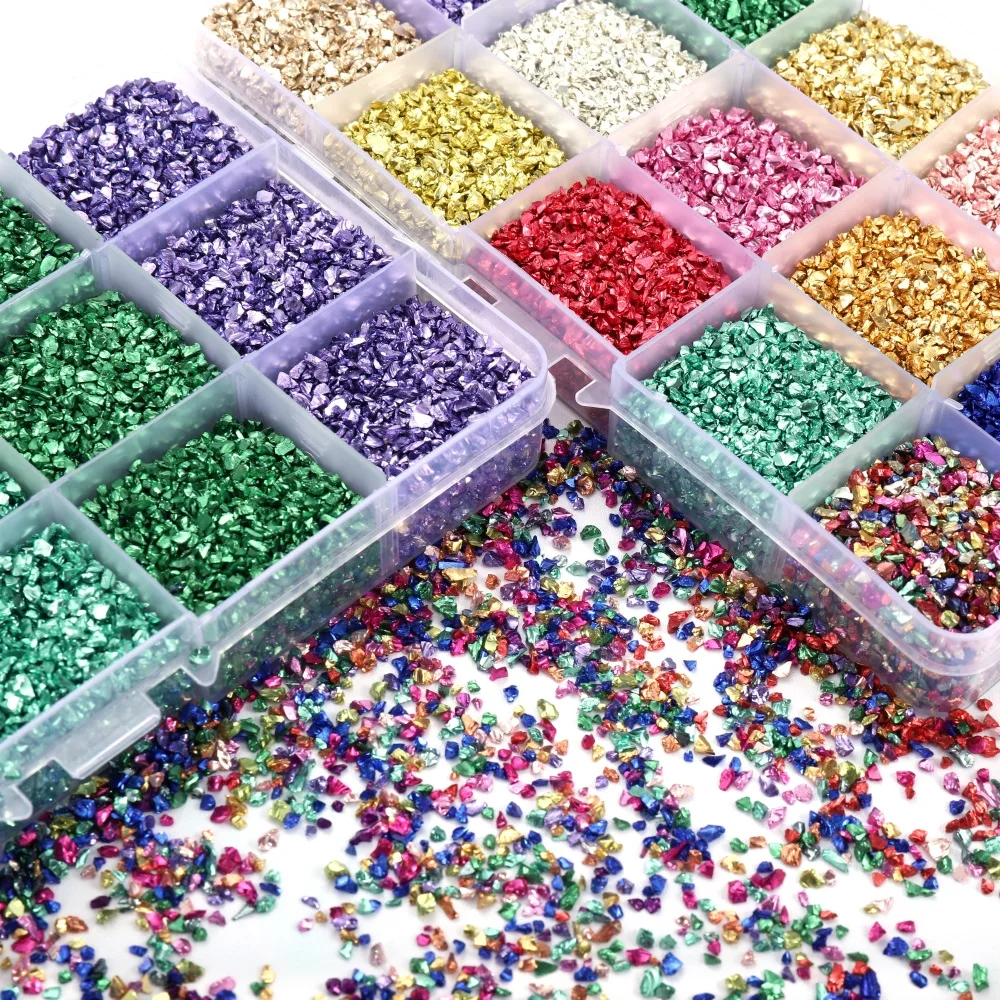 300 gr/schachtel Glas Metall zerkleinerte Steine Silikon harz Füllungen Kit für DIY Epoxidharz Form Nail Art Dekoration Füller Handwerk – Detail 5