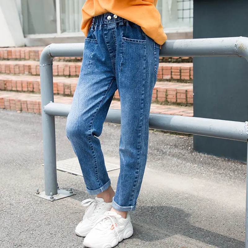 

Teenagers Jeans for Girls Denim Pants Solid Jeans Girl Children's Trousers Teenage Costumes For Girls 5 7 9 11 13 14 Year Old