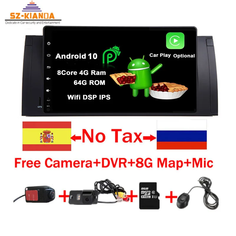 

Android 10.0 2G ROM GPS Navi 9" Full Touch Car DVD Multimedia for BMW E53 X5 E39 5 97-06 with Wifi 3G BT RDS Radio Can bus DVR