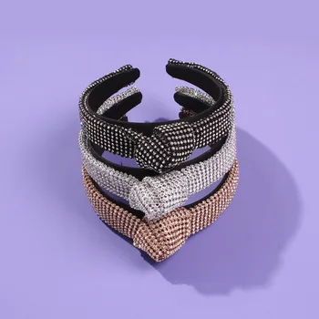 

Luxury Rhinestone Bow Knot Headband Fashion Hairbands Lady Hair Holder Turban Color Hair Hoop Hair Accessories Lalynnly F18221