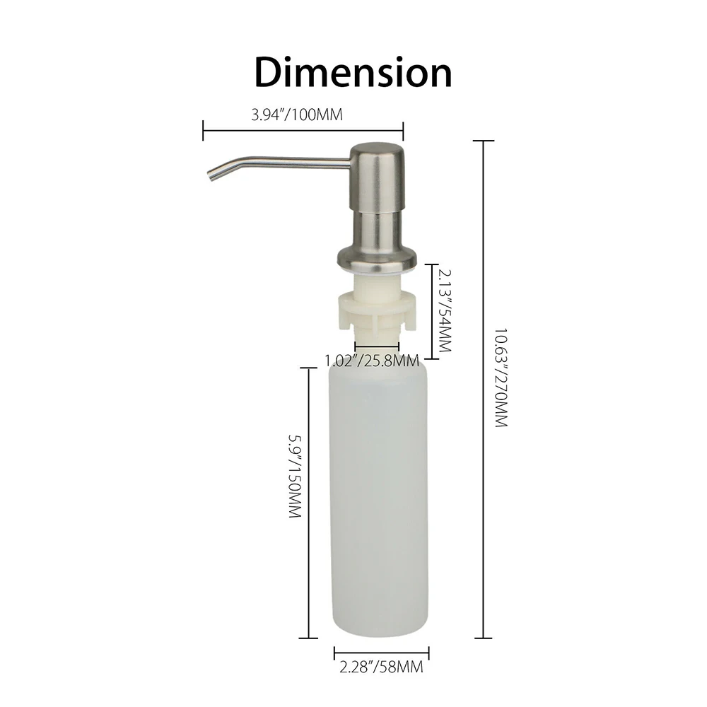 

Parts Soap Dispenser Replace Home Bathroom ABS+Stainless Steel Kitchen