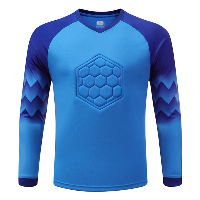 Men's Long Sleeve Goalkeeper Soccer Jersey Set with Protective Padding