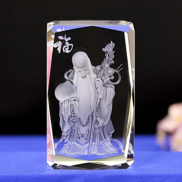 

Amitayus сказочное прозрачное Хрустальное стекло, 3D резная поделка, стеклянные украшения, статуэтки, домашний декор, подарок на день рождения для пожилых людей