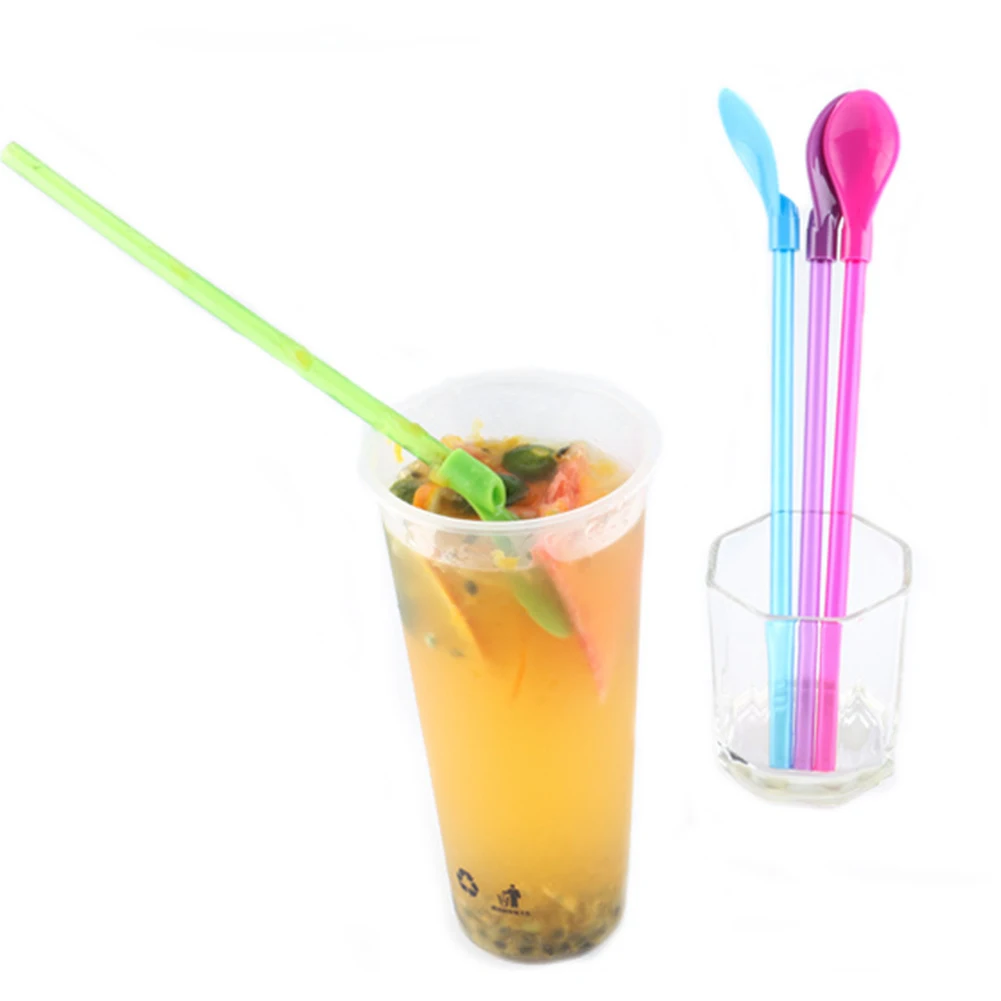 

10pcs Cocktail Filtered Drinking Stirring Accessories Tool Bar Straw Spoon Tea Easy Clean Eco-friendly Reusable Coffee 2 In 1