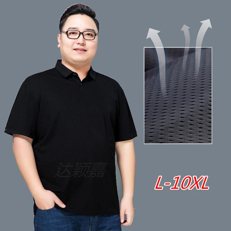 10XL 9XL Fat Men Polo Shirt Ventilation Summer Brand Fashion Cotton Short Sleeve Shirts Male Solid Jersey Breathable | Мужская одежда