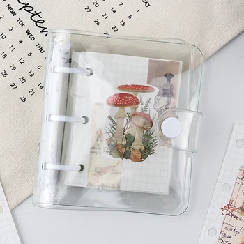 

Creative Transparent 3 Ring Mini Loose-leaf Hand Book Student Portable Notebook Ring Binder Kawaii Office Supplies