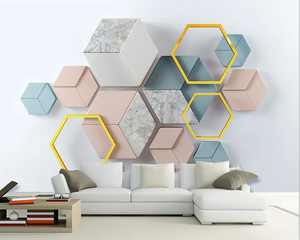 

beibehang Customized modern stereo modern minimalist geometric marble mosaic TV background papel de parede wallpaper
