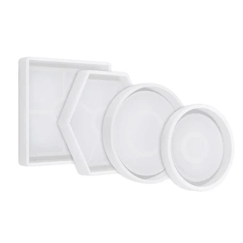 

4 Pcs DIY Coaster Silicone Mold,Resin Molds for Casting Mold Bottom Bracket for Casting with Resin,Concrete,Cement