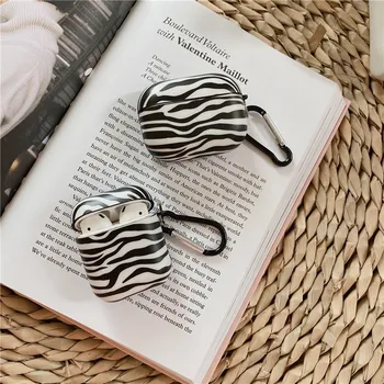 

Black Soft TPU Silicone Rubber Earphone Case Cover for Airpods 1 2 Zebra Print Clip Art Cover for Airpods Pro Charging Box Cover