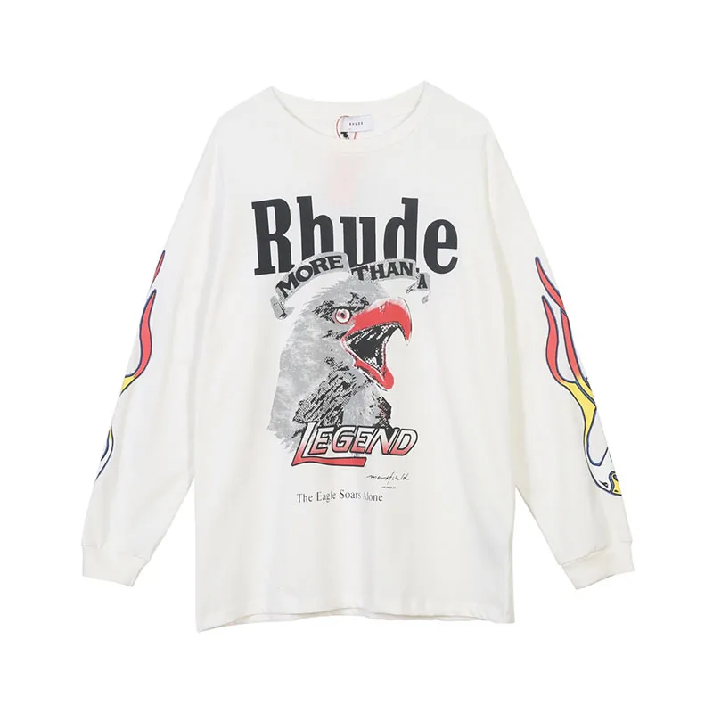 3 Футболка с длинным рукавом RHUDE x Maxfield для мужчин и женщин, 1:1, лучшее качество, футболки с орлом Лос-Анжелесом, футболки в стиле хип-хоп - Цвет: 3