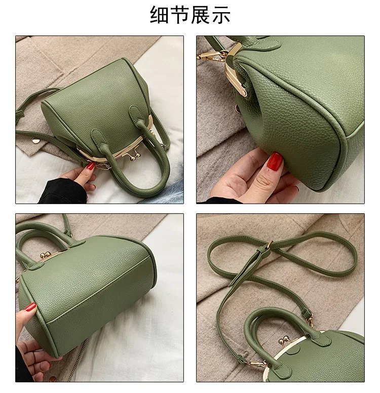 

Shell Bag 2019 Autumn New Style WOMEN'S Bag Simple Solid Color Shell WOMEN'S Bag Embossed Leather Hand Bag Single-shoulder Bag f