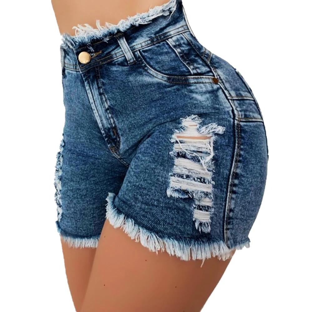 

High Waist Jeans Shorts For Women Summer Hole Denim Pants Vintage Pocket Jeans Pants Female casual pantalones vaqueros mujer D30