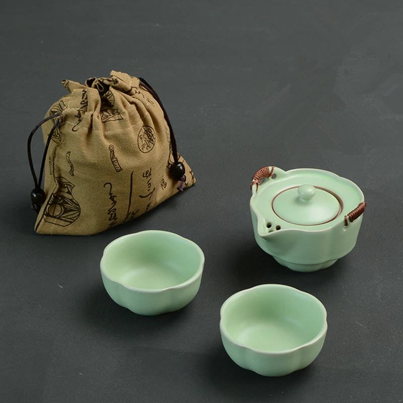 [GRANDNESS] чайный сервиз Ruyao включает 1 горшок 2 чашки высокого качества Gaiwan керамический чайник чашка портативный дорожный чайный набор кунг-фу