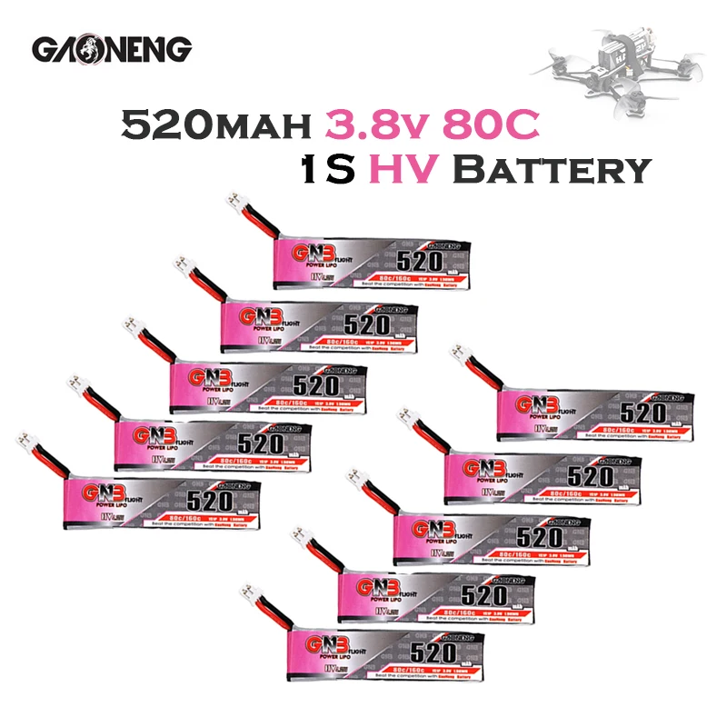 10 шт. 3 8 в GNB 520 мАч 80C HV Lipo 1s батарея с разъемом PH2.0 для Emax Tinyhawk Kingkong LDARC TINY GaoNeng RC Дрон