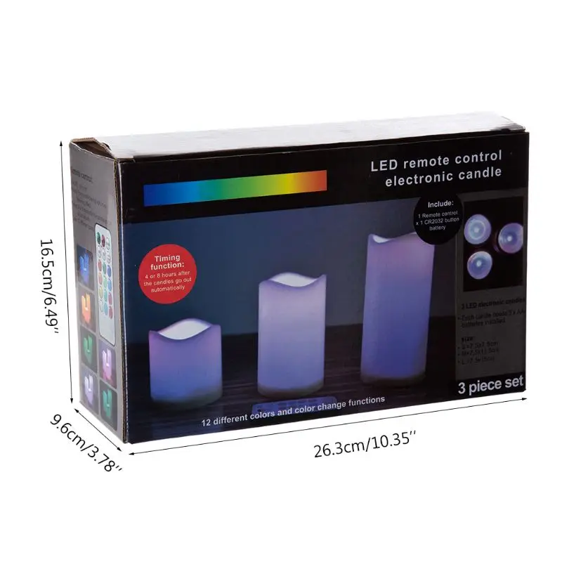 

Flameless LED Pillar Candle Night Light With RGB Remote Control Wax Candle