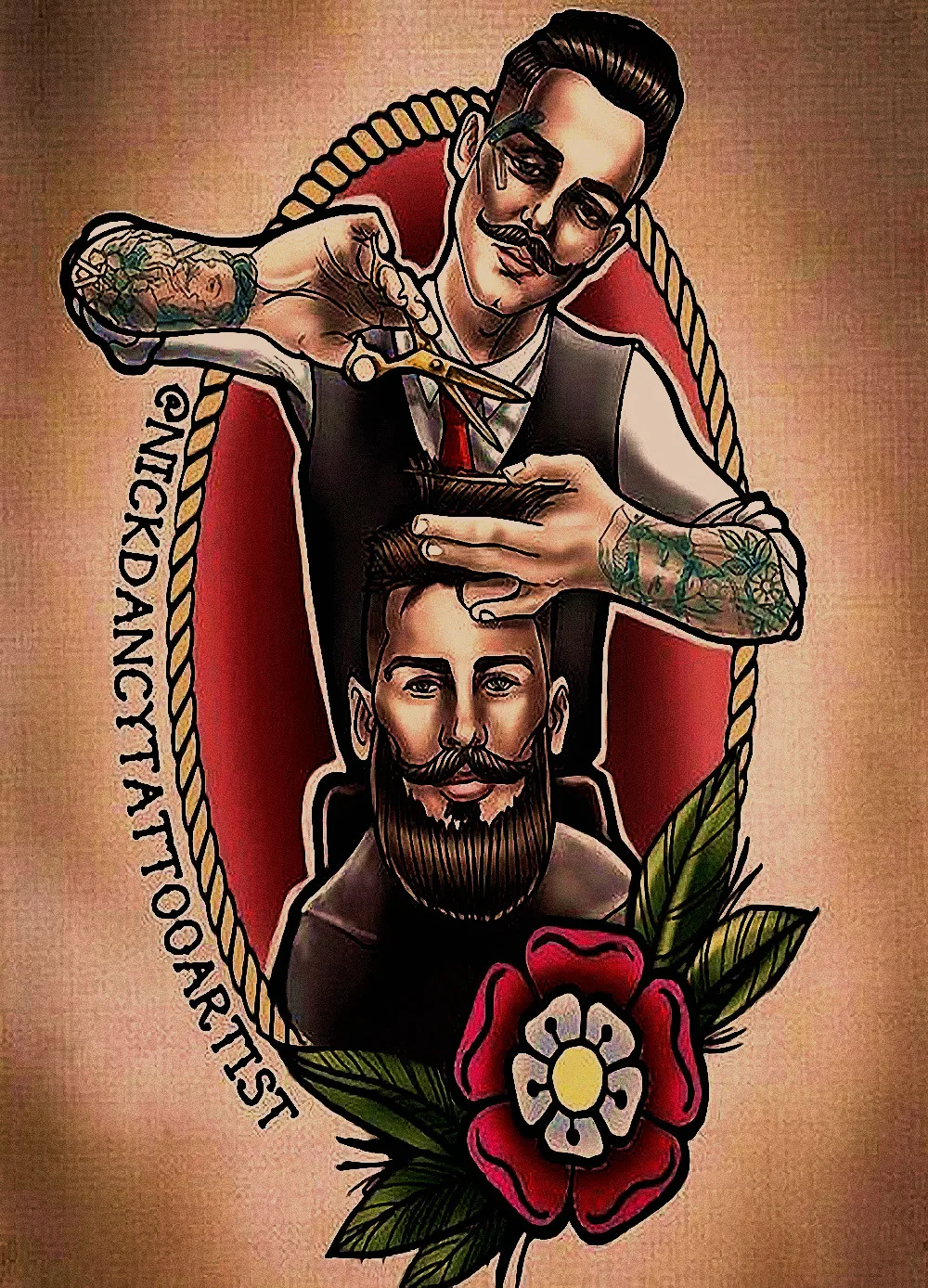 Saul Sanchez Art on Tumblr: linework down on this barber tattoo