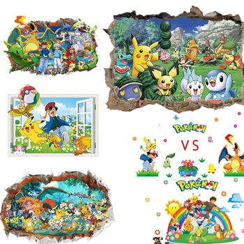 

Pokemon Go PVC Wall Stickers Pikachu Anime Cartoon Game Decals Kid Boy Children Room Student Dormitory Decoration Laptop Decor