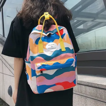

2019 School Bag Women Color Camouflage Backpack Casual Nylon Wild Large Capacity Backpacks Zipper Student School Shoulder Bag#G2
