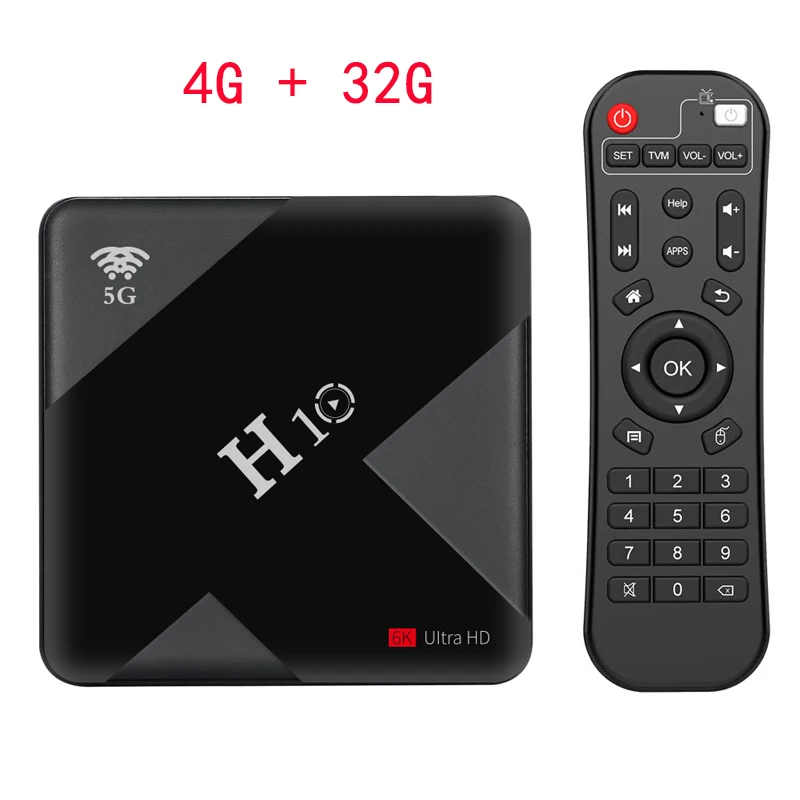 H10 Android 9,0 Smart tv Box 4G 64G 2,4& 5GHz двойной WiFi Allwinner H6 четырехъядерный USB 6K Netflix Google плеер Youtube медиаплеер - Цвет: 4G 32G TV BOX