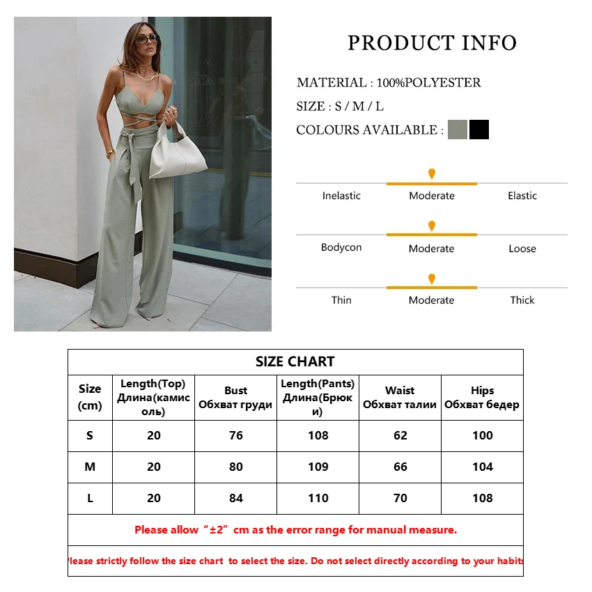 Dress Suits Clacive Sexy Wide Trouser Suits Fashion Crop Top  Palazzo Pants Two Piece Set Women Casual Bandage High Wasit Pants Set Female Dress Suits