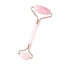 Розовый кристаллический ролик натуральный нефрит массажер прибор для красоты глаз лица толчок лица двойная голова тонкий лицо артефакт