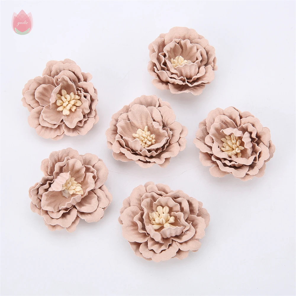 5/20 Stücke 4 cm Künstliche Blumen Köpfe Seide Gefälschte Blumen DIY Hause Wohnzimmer Dekoration Weihnachten Kranz Neujahr hochzeit Dekor – Detail 7