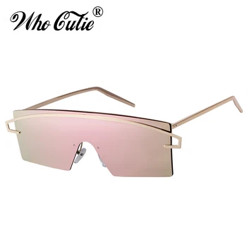 

2018 Oversized Rimless Sunglasses Women Retro Vintage Big Square One Piece Frame Rectangular Sun Glasses Mono Lens Shades OM634