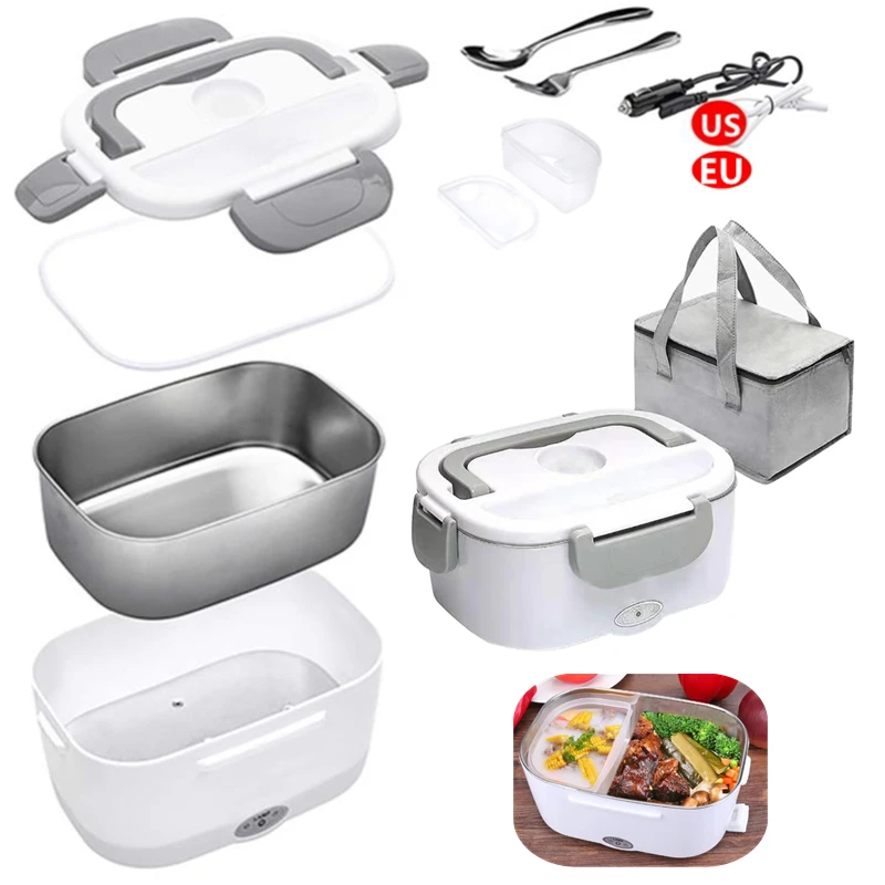 Plug-in 304 Stainless Steel Heated Lunch Box Portable Water-free Thickened  Electric Heat Insulation Lunch Box Car Lunch Box - AliExpress