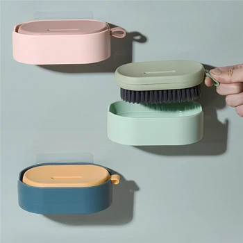 

Wall-Mounted Self-Adhesive Soap Dish Multi-Function Board Brush Two-In-One Soap Dish Bathroom Toilet Supplies