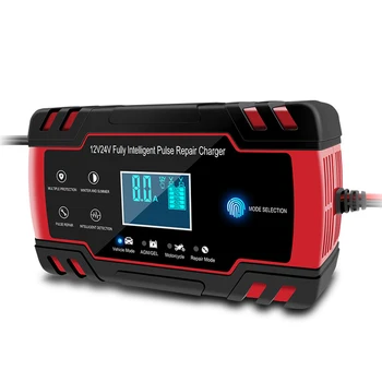 

Car Battery Charger 12/24V 8A Touch Screen Pulse Repair Fast Power Charging Wet Dry Lead Acid Digital LCD Display Auto Charger