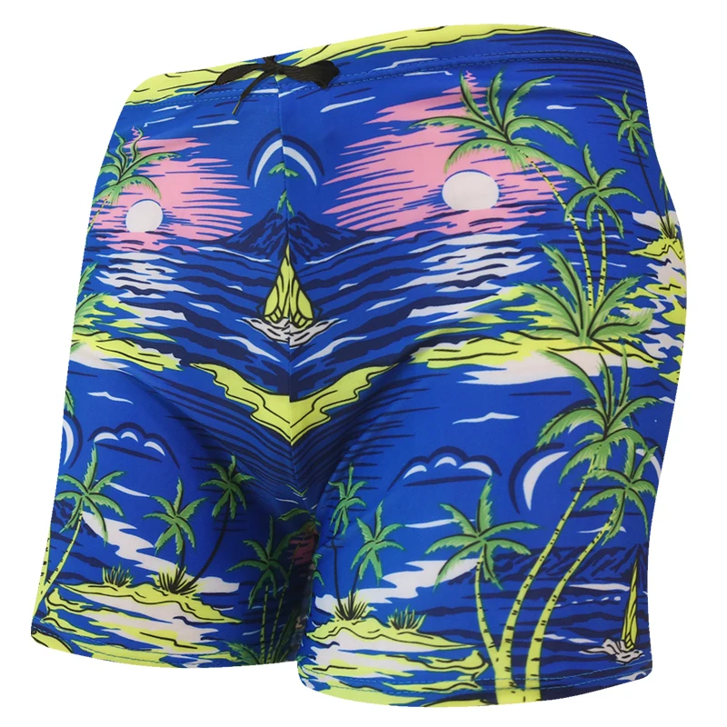 Шорты боксеры мужские с принтом эластичные пляжные короткие трусы для плавания и
