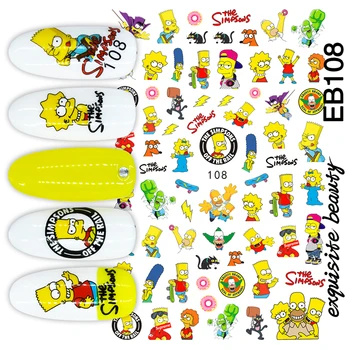 

EB-108 Newest design yellow hair guy colorful film designs 3d nail art sticker nail decal accessories