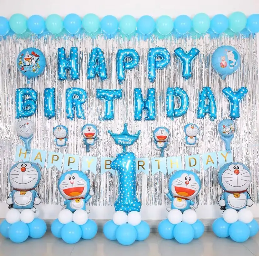 Decor Supplies Birthday Party Festival Kids Celebrate Themed Cartoon Doraemon Baby Shower Supplies Have Fun Girl Boy Baloon Disposable Party Tableware Aliexpress