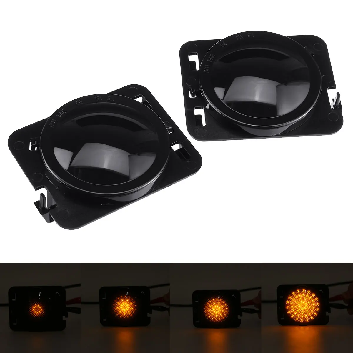 Пара Черный светодиодный светильник с поворотом для Jeep Wrangler JK 2007 2008 2009 2010 2011 2012 2013-15 динамический светильник - Испускаемый цвет: with flowing light