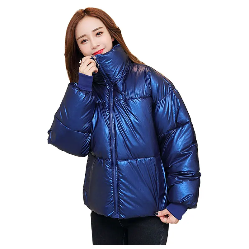 

Student Short Hooded Bakery Winter Down Coat Women Oversize Glossy Jacket Cotton Padded Wadded Parkas Wind Breaker Sleeves