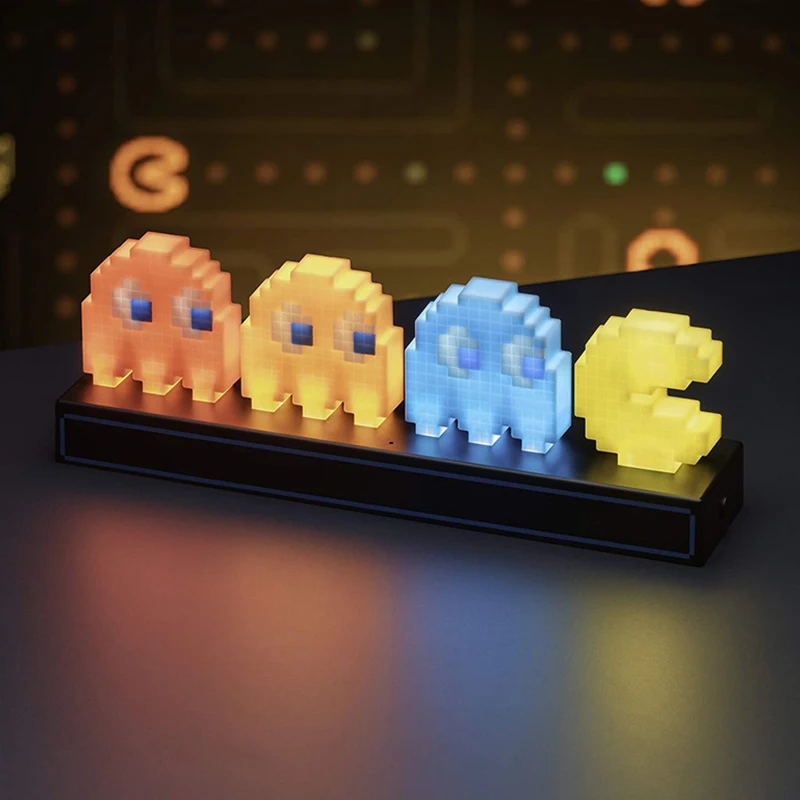 Пиксельная фигурка Pac Man 3d иллюзия Светодиодная лампа Иконка игры визуальная