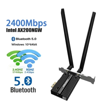 

2400Mbps Dual Band Wireless Desktop PCIe For Intel AX200 Pro Card 802.11ax 2.4G/5Ghz Bluetooth 5.0 PCI Express WiFi 6 Adapter