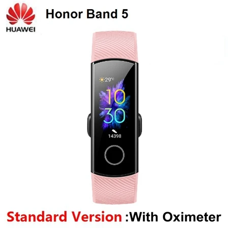 huawei Honor Band 5 Смарт-браслет Цвет Экран Фитнес браслет за частоту сердечных сокращений мониторинг кислорода в крови Стандартный Editio - Цвет: Pink CN only