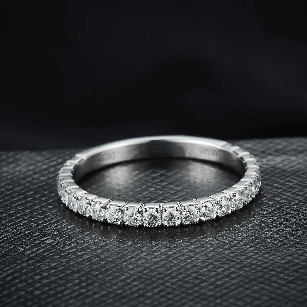 Niceems 14K 585 Белое золото 0 50 CTW Moissanite Pave Matching Half Eternity свадебный браслет|Кольца| |