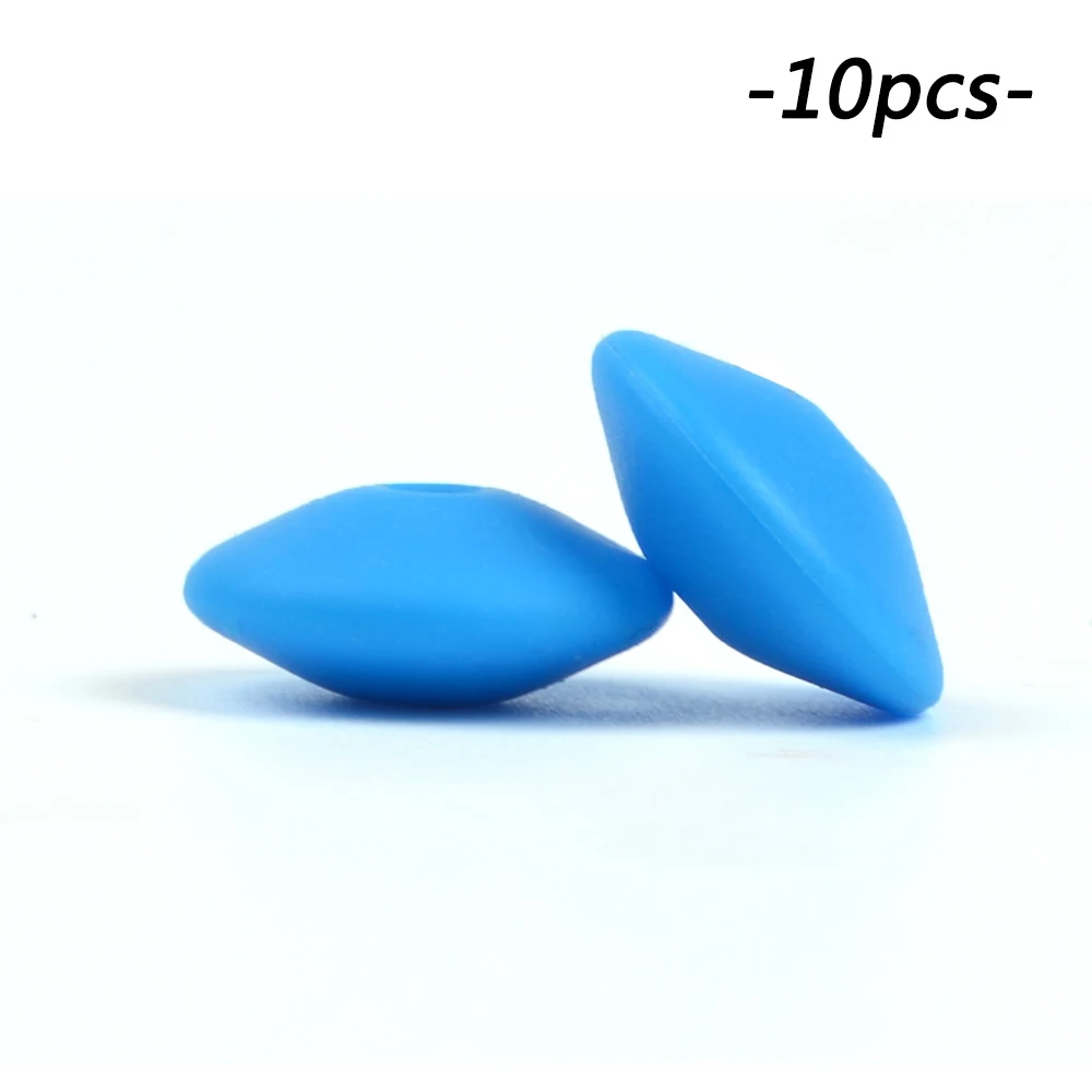 deep skyblue 10 шт./лот, силиконовые бусины чечевица, 15 мм, ожерелье для прорезывания зубов, игрушка для прорезывания зубов, силиконовая игрушка, BPA бесплатно, DIY, подвески для новорожденных, аксессуары для кормления - Цвет: deep skyblue
