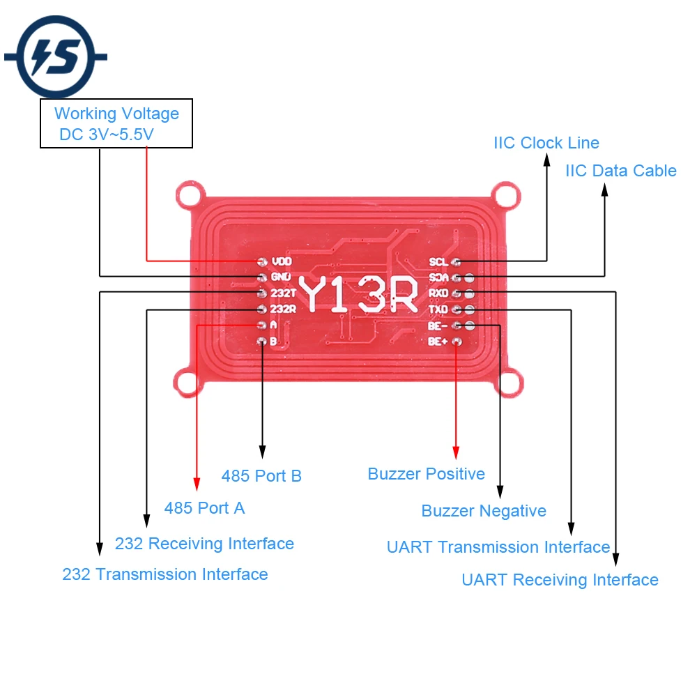 RFID модуль для чтения DC 3 V 5V 6cm 13 56 MHz UART/RS232/RS485/IIC M1/S50 IC кардридер зуммер