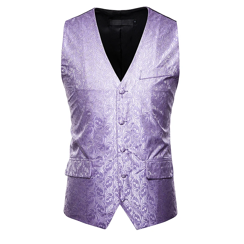 ZYFG free men smart casual suit vest Flower embroidery new style suit vest Single-breasted design plus size vest for autumn