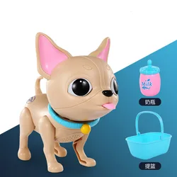 Simulation intelligente d'alimentation électrique pour chien, chat, cochon, Robot interactif, yeux brillants, jouet pour animaux domestiques, succion du lait, jouets éducatifs pour garçons et filles 