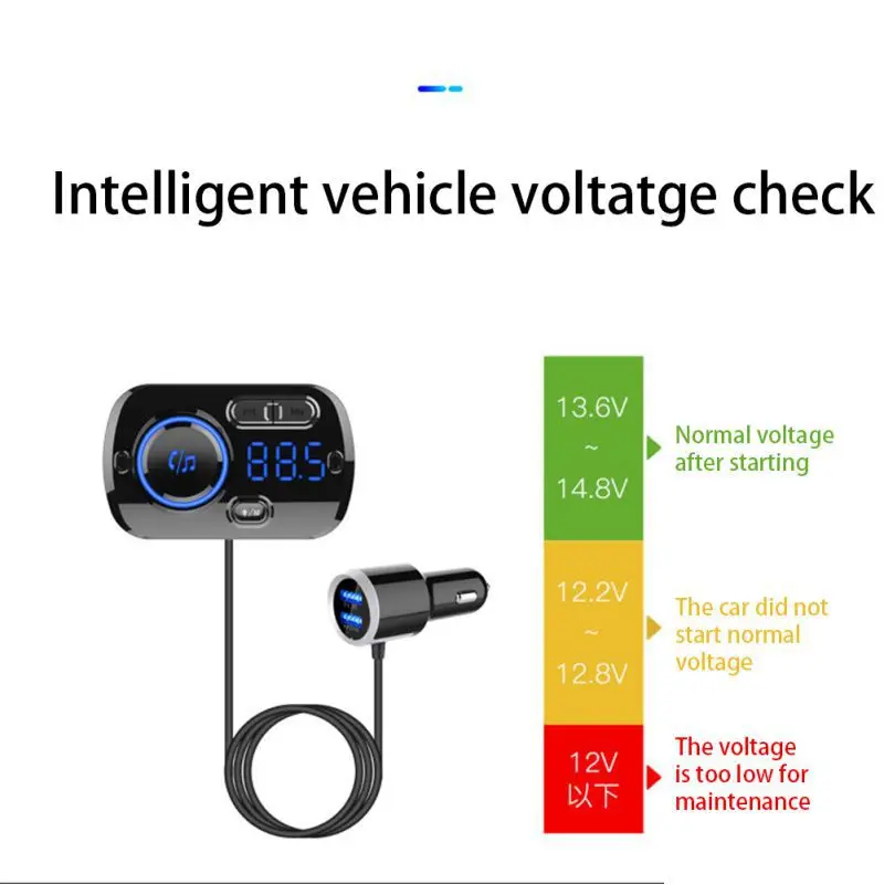 Handsfree Smart Bluetooth 5,0 автомобильный комплект динамик двойной fm-трансмиттер с USB атмосферным светом mp3-плеер Быстрая зарядка