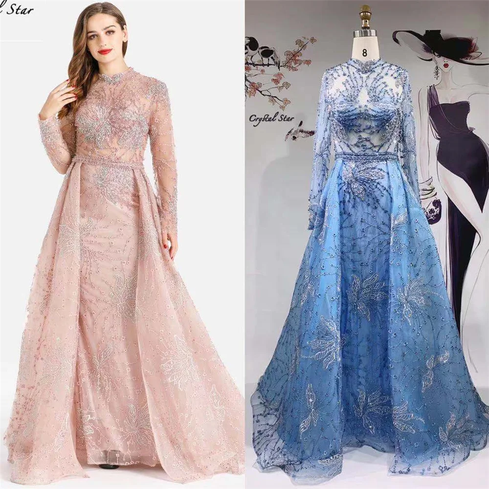 Muslim Long Sleeves With Train Mermaid 2021 Evening Party Wear Dresses Gowns For Women Wedding HO1063 vintage prom dresses