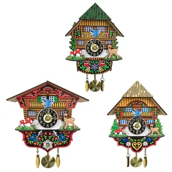 

3D Cartoon Cuckoo Wooden Hanging Swing Wall Clock for Kids Living Room Home Restaurant Bedroom Decoration