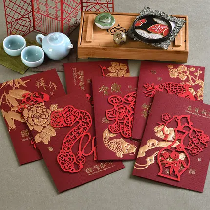 2020 Chinese New Year Card Laser Cut Business Greeting Gift Message | Дом и сад