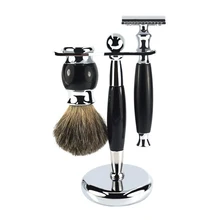 Мужской безопасный дорожный винтажный моющийся домашний триммер из цинкового сплава, набор для бритья, ручная бритва, щетка для бороды с подставкой, портативная двухсторонняя